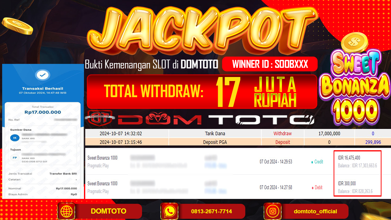 JACKPOT SLOT SWEET BONANZA100 07 SEPTEMBER 2024